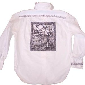 Rare Banana Republic Balinese Art French button down M